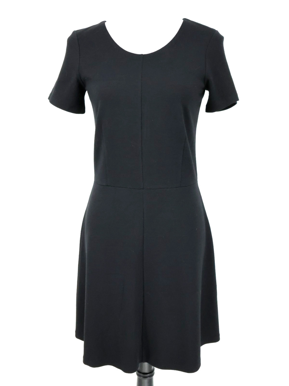 Theory Dress Womens 6 Black Wool Blend Karline Fit n Flare Stretch Knit Back Zip
